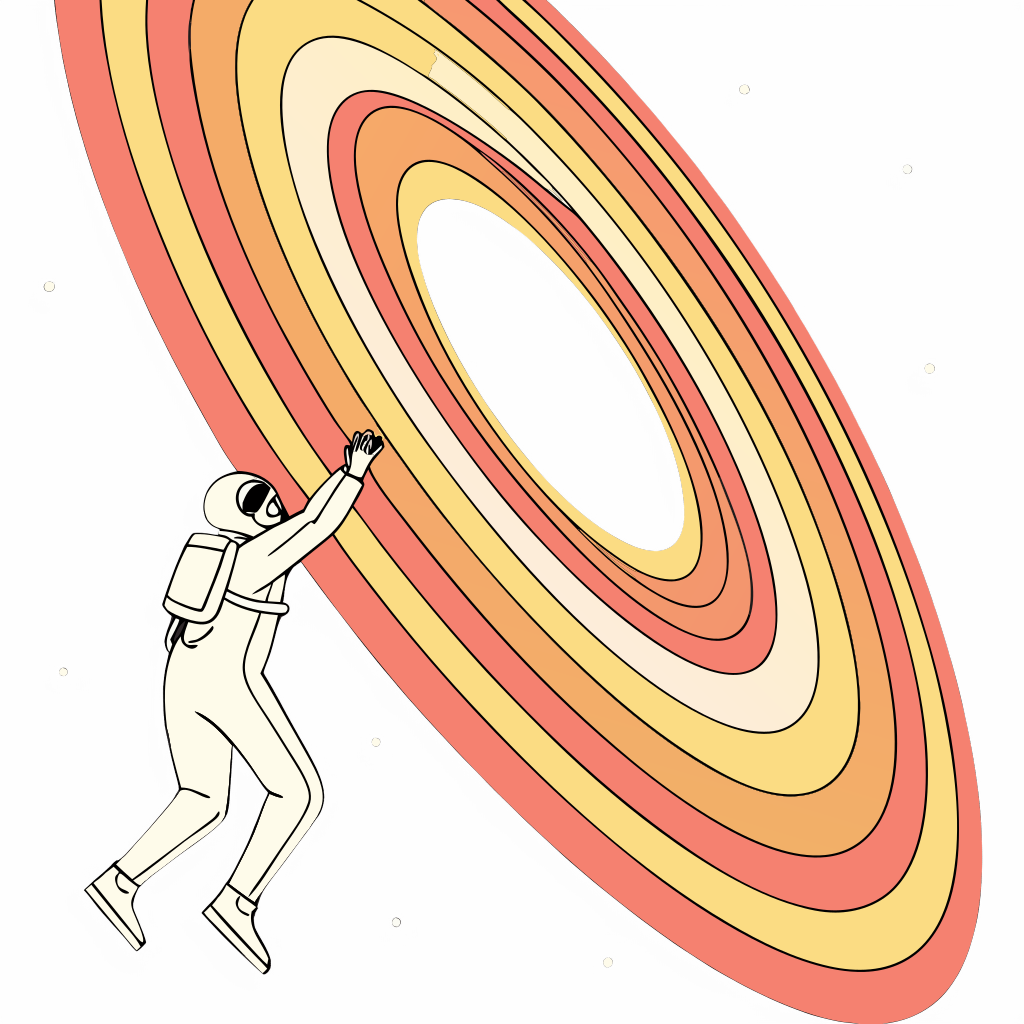 Custom sticker: A tiny human body sucked into a massive, beautiful, and colorful black hole