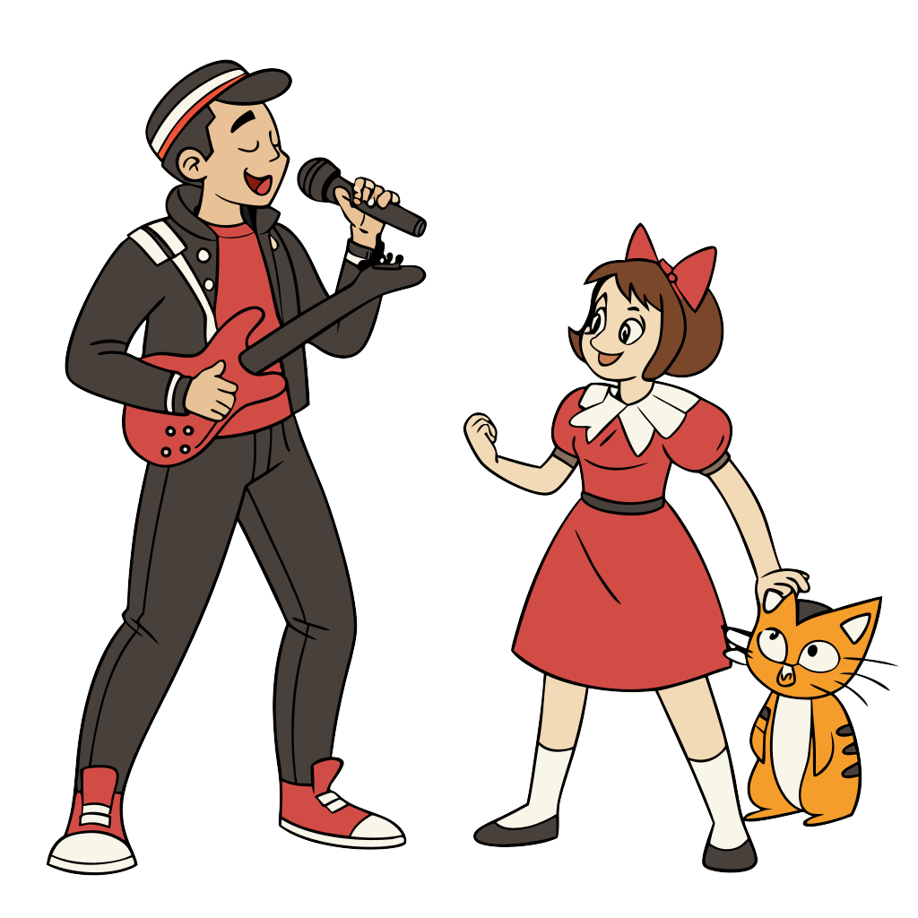 Custom sticker: a man (human, white) dressed as James and woman (human, asian) dressed as Jessie from Team Rocket and...