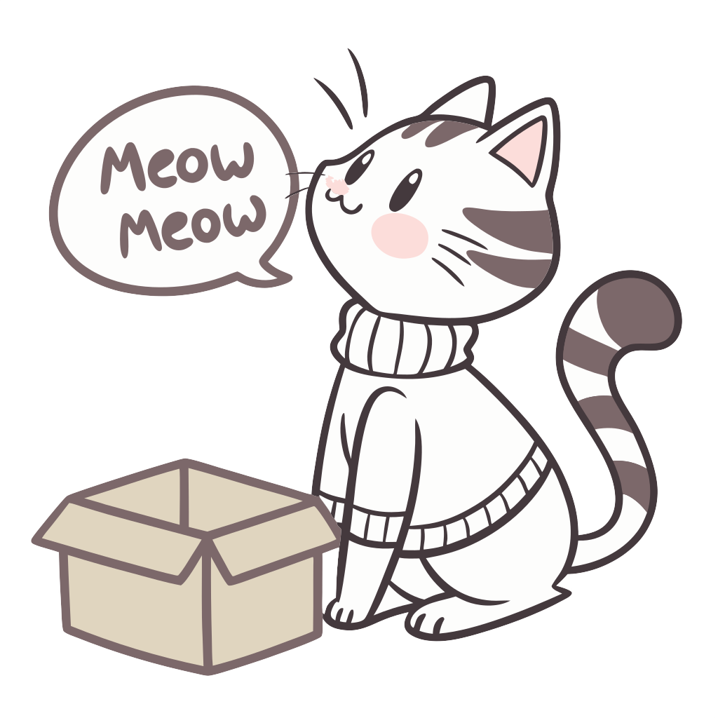 Custom sticker: A cute tabby & white american shorthair kitten wearing a turtleneck sweater, sitting with its tail cu...