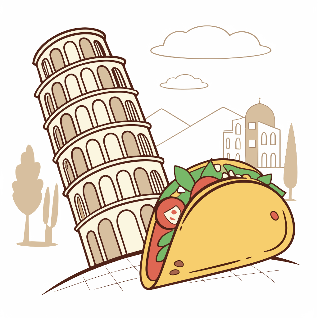 Taco leaning like tower in italy