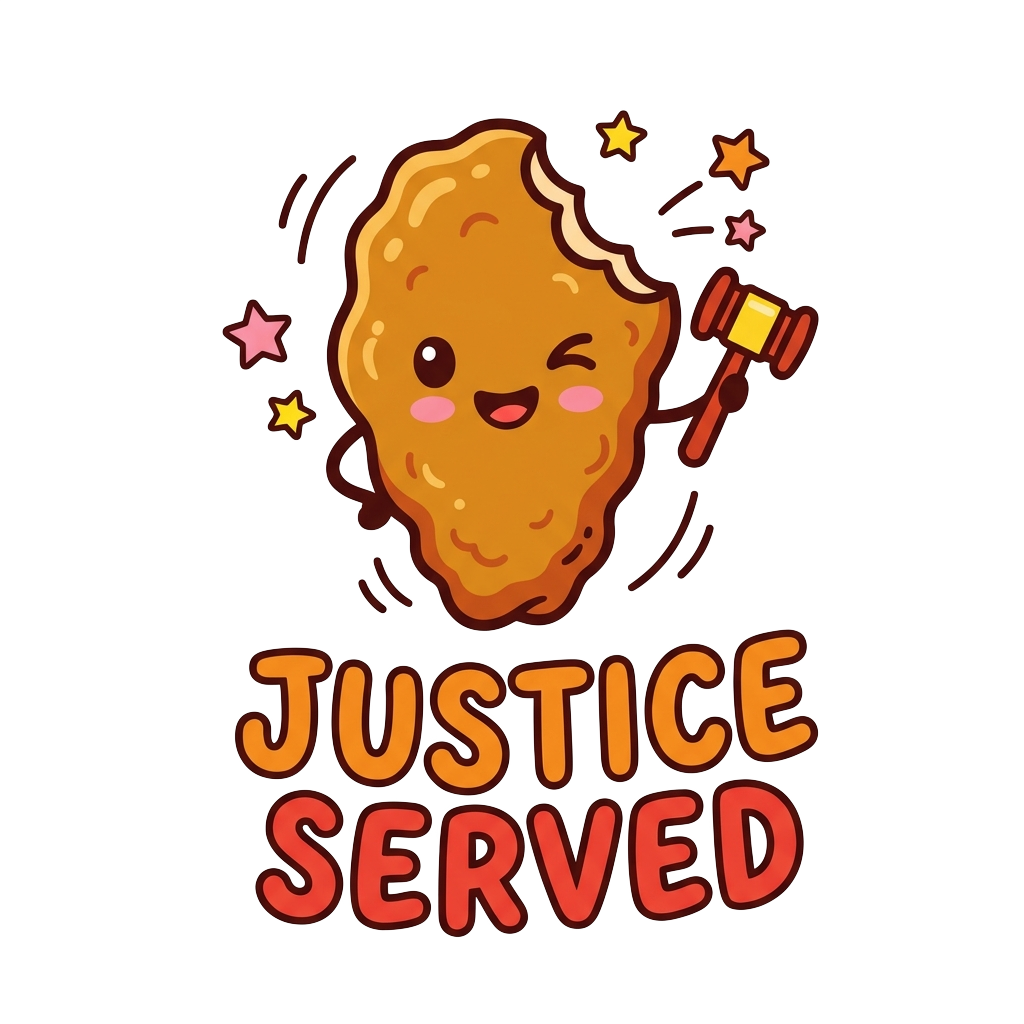 Custom sticker: A kawaii-style boneless wing with a tiny bite taken out, complemented by motion lines and the words "...
