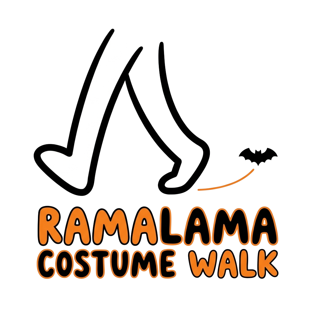 Custom sticker: a hyper-minimal pair of stylized legs dragging a tiny bat silhouette, with the words "Ramalama Costum...