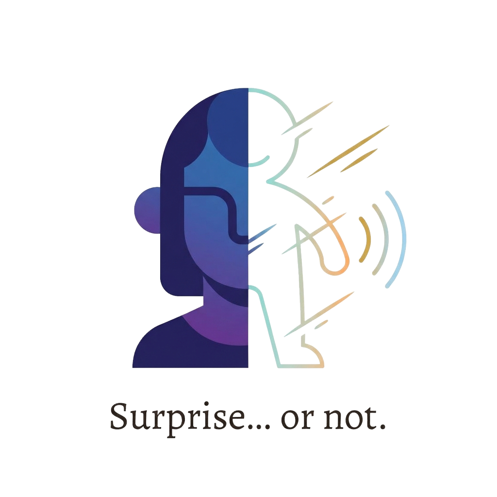 Custom sticker: A silhouette half character, half faint outline, with motion lines or sound waves, and a dry humor ca...