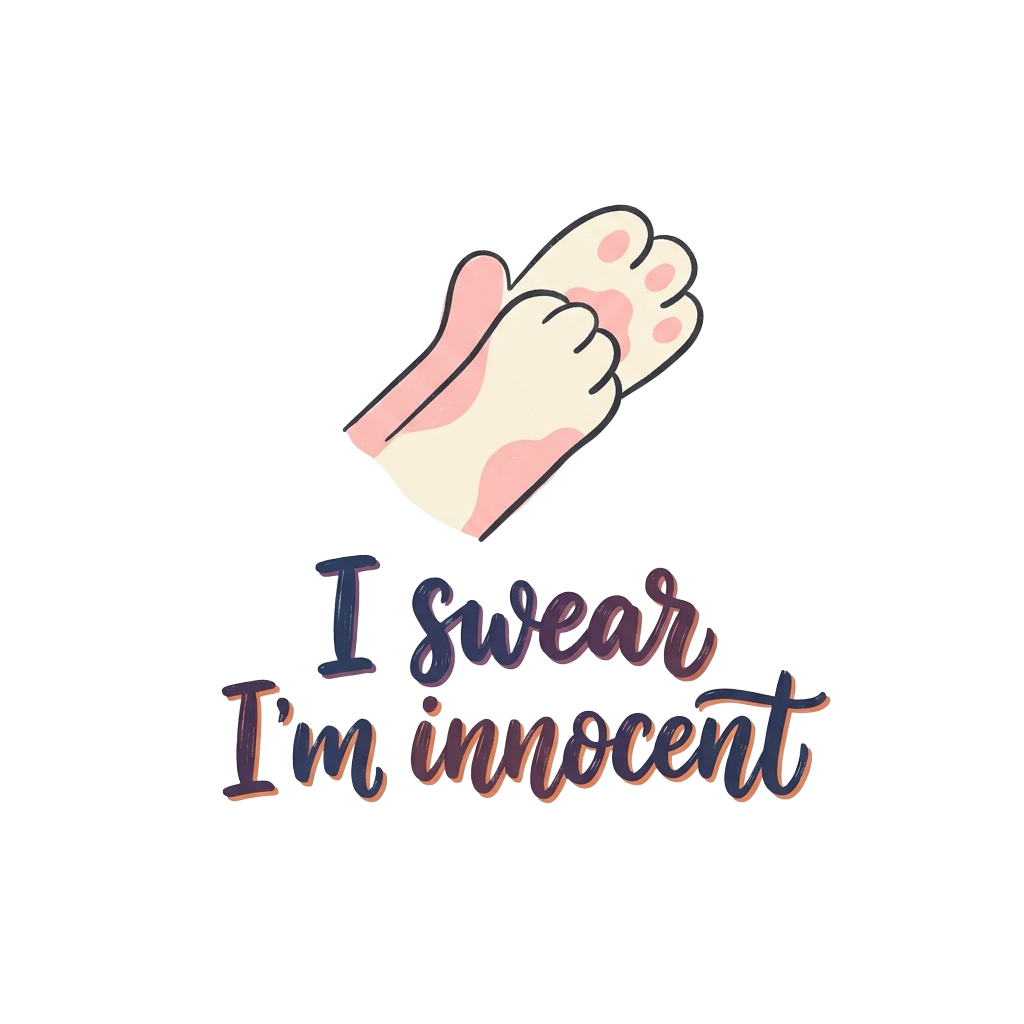 Custom sticker: A minimalist design featuring a pastel kitty paw mid-clap extending a handshake, with the words "I sw...